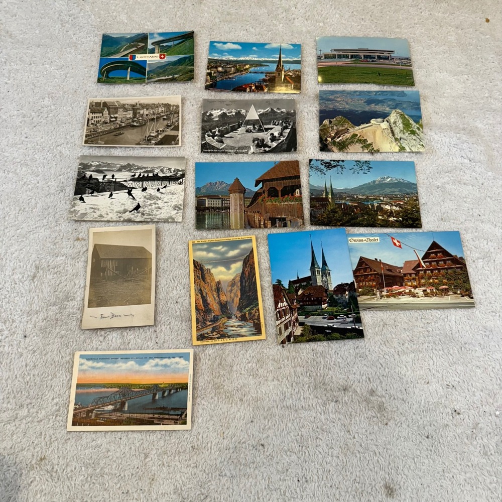 Vintage Postcard Lot 13pc Switzerland US Royal Gorge Louisville KY Swiss Chalet